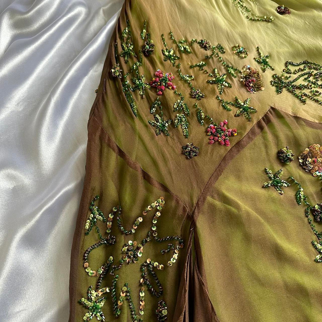 Women's Green and Brown Dress