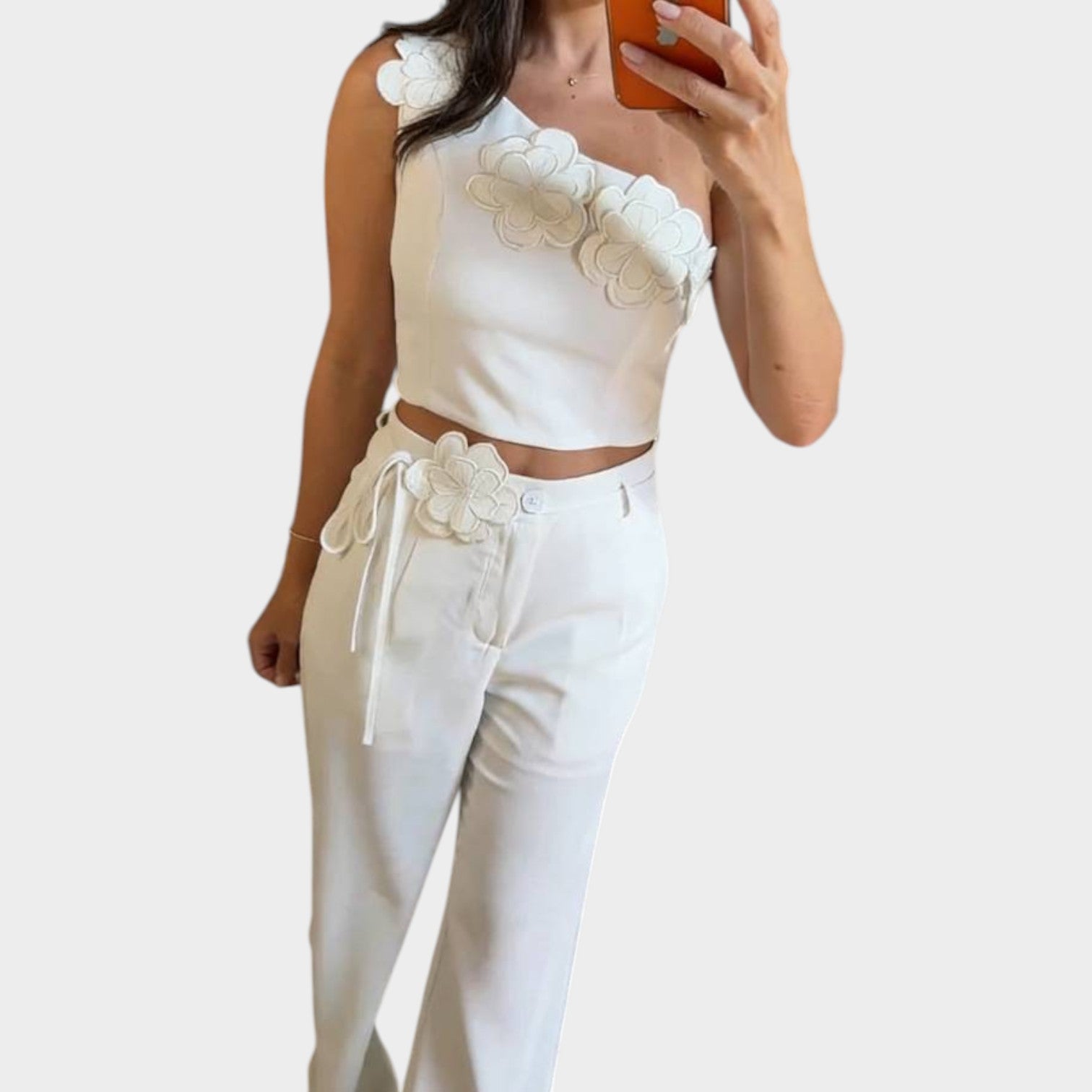 Floral One-Shoulder Two-Piece Set