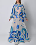 Women's Round Neck Long Sleeve Sequined Evening Dress