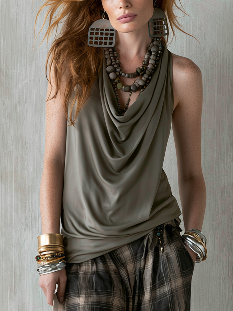 Bohemian Gray Draped Top