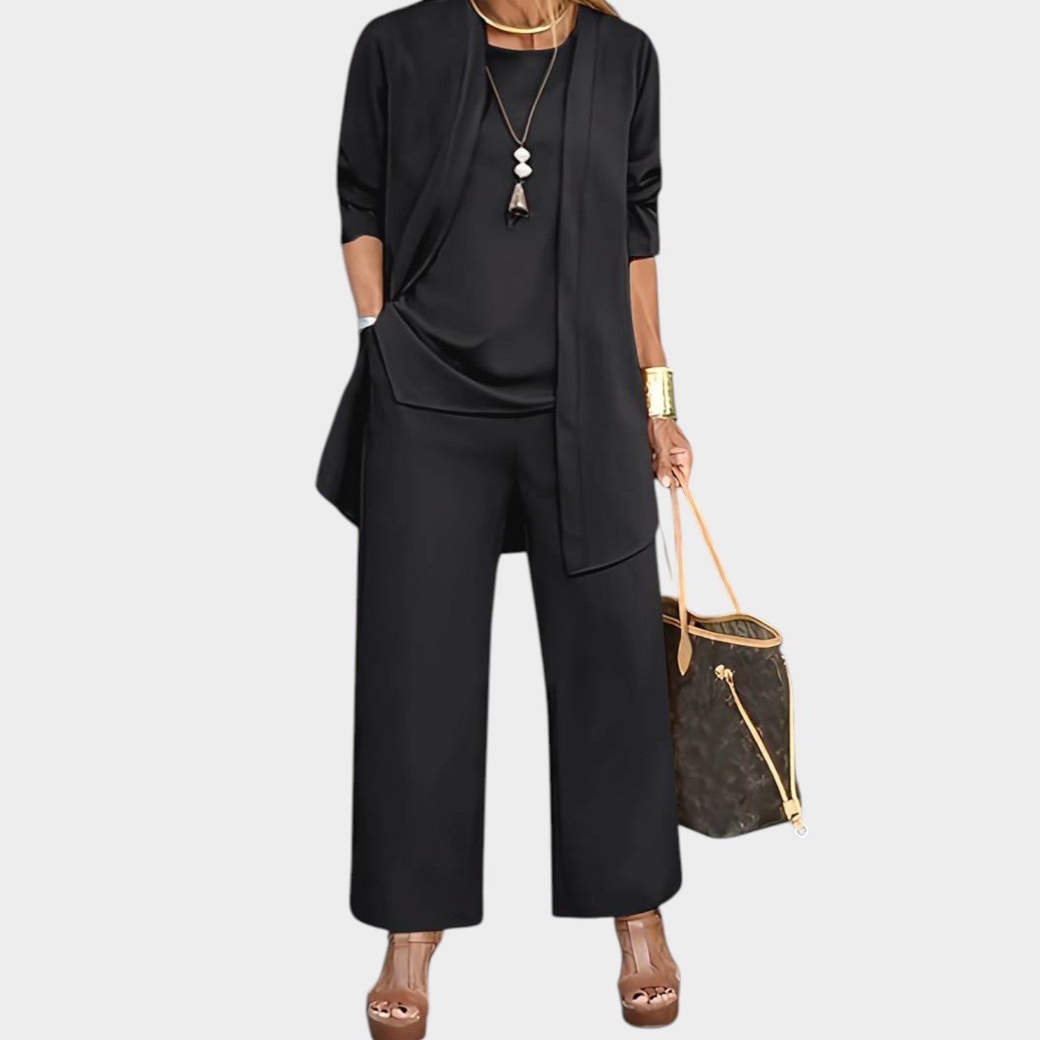 Elegant Relaxed Three-Piece Outfit Set