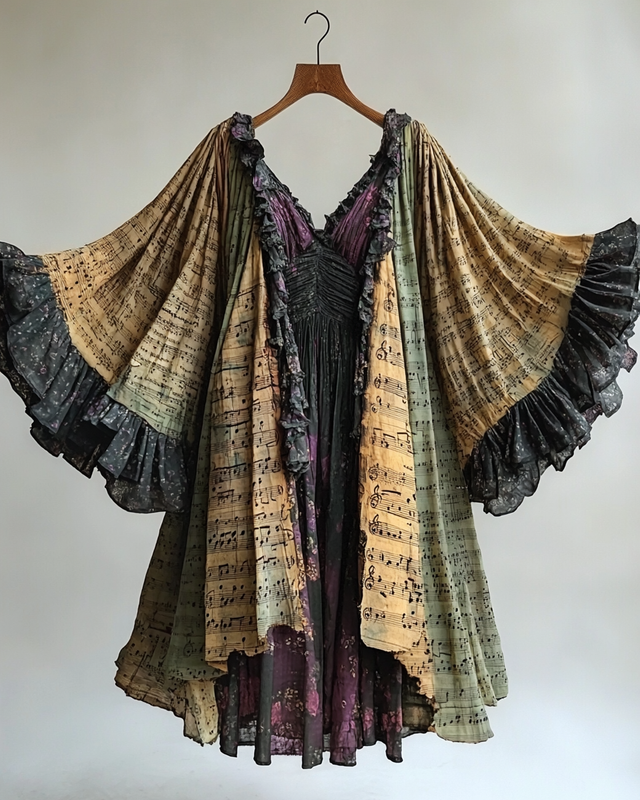 Summer casual music theme fashion design kimono 15ed