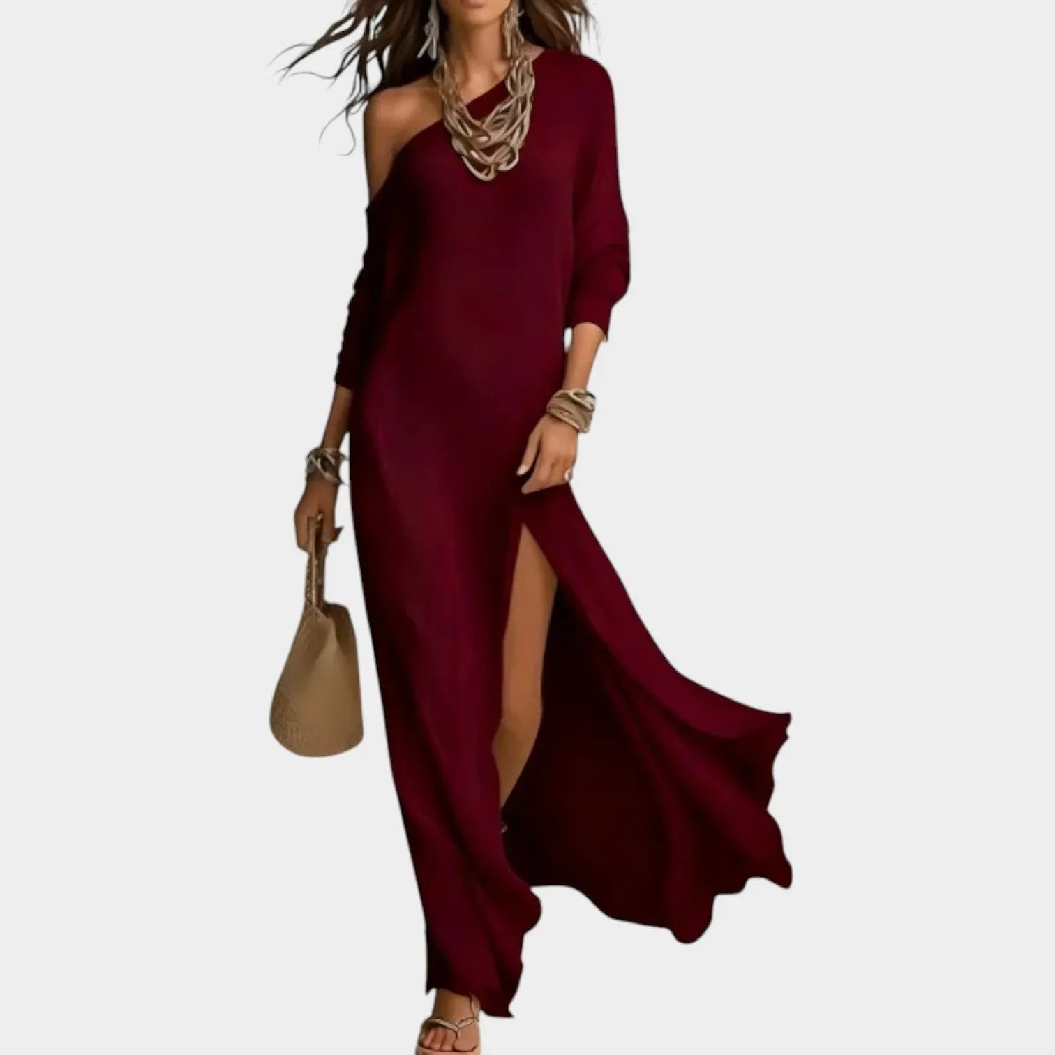 One-Shoulder Split Maxi Dress