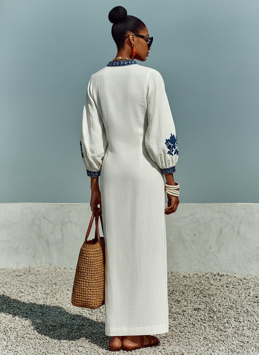 Loose-fit Casual Linen And Cotton Dress