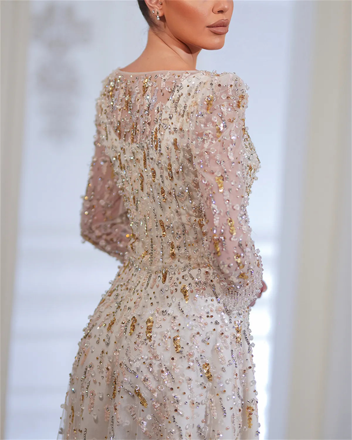 Women's Sequin Mesh Prom Dress - 01