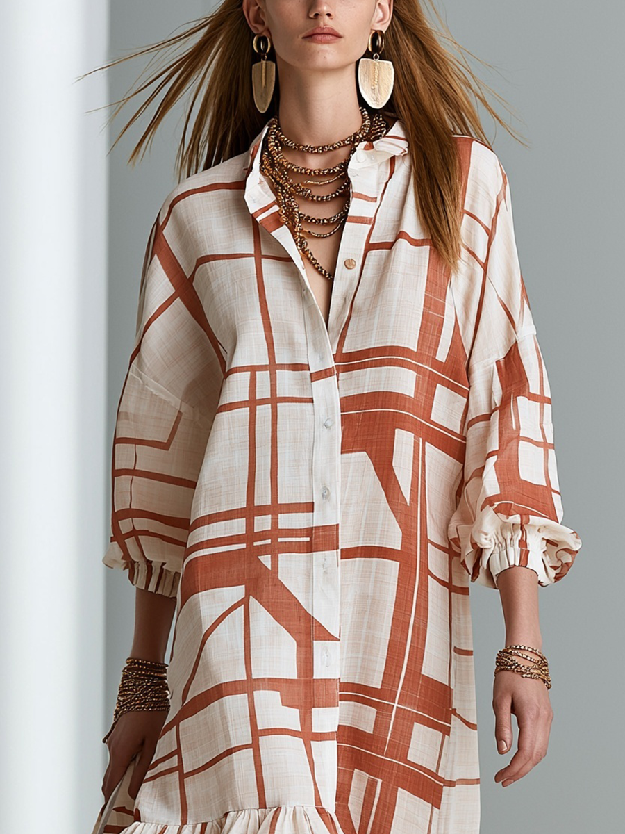 Modern Bohemian Geometric Print Layered Maxi Dress