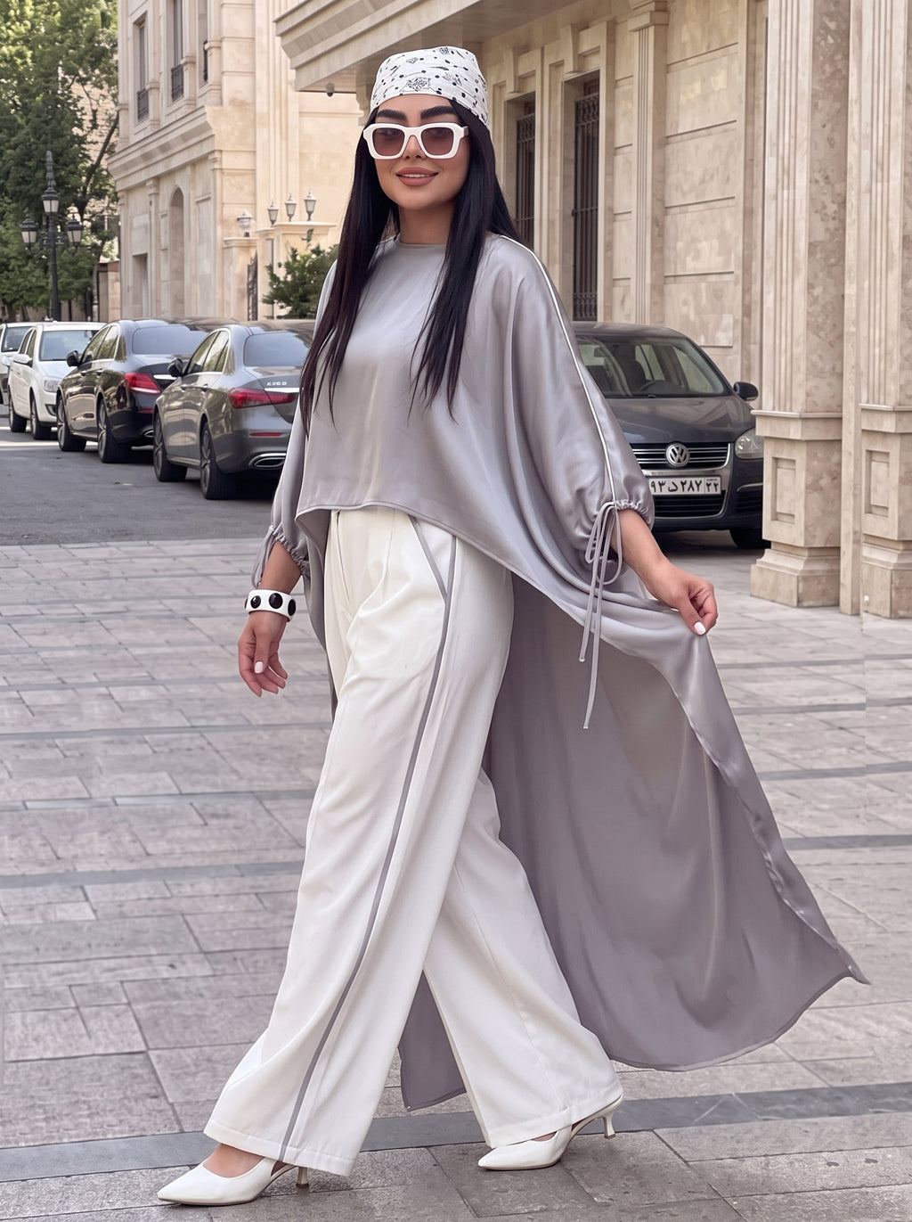 Solid Color Drawstring Loose High-low Round-neck Blouses&shirts Tops