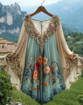 Summer Vacation Ruffle Lace Chiffon Kaftan Dress 5a29
