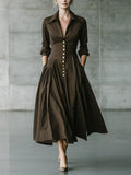 Vintage Luxe Button Front Fit And Flare Shirt Dress