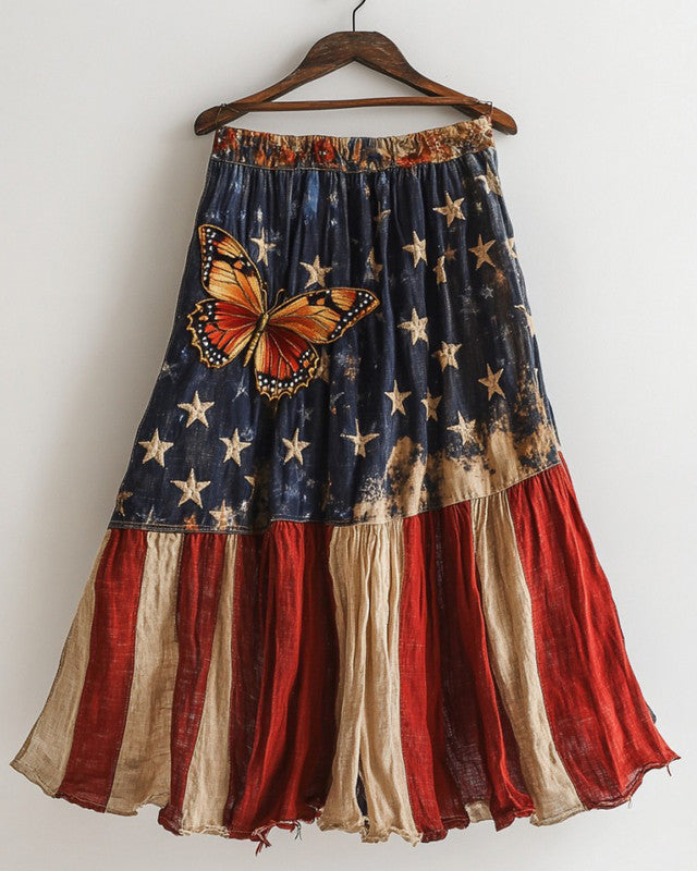Independence Day themed splicing butterfly skirt 1d15