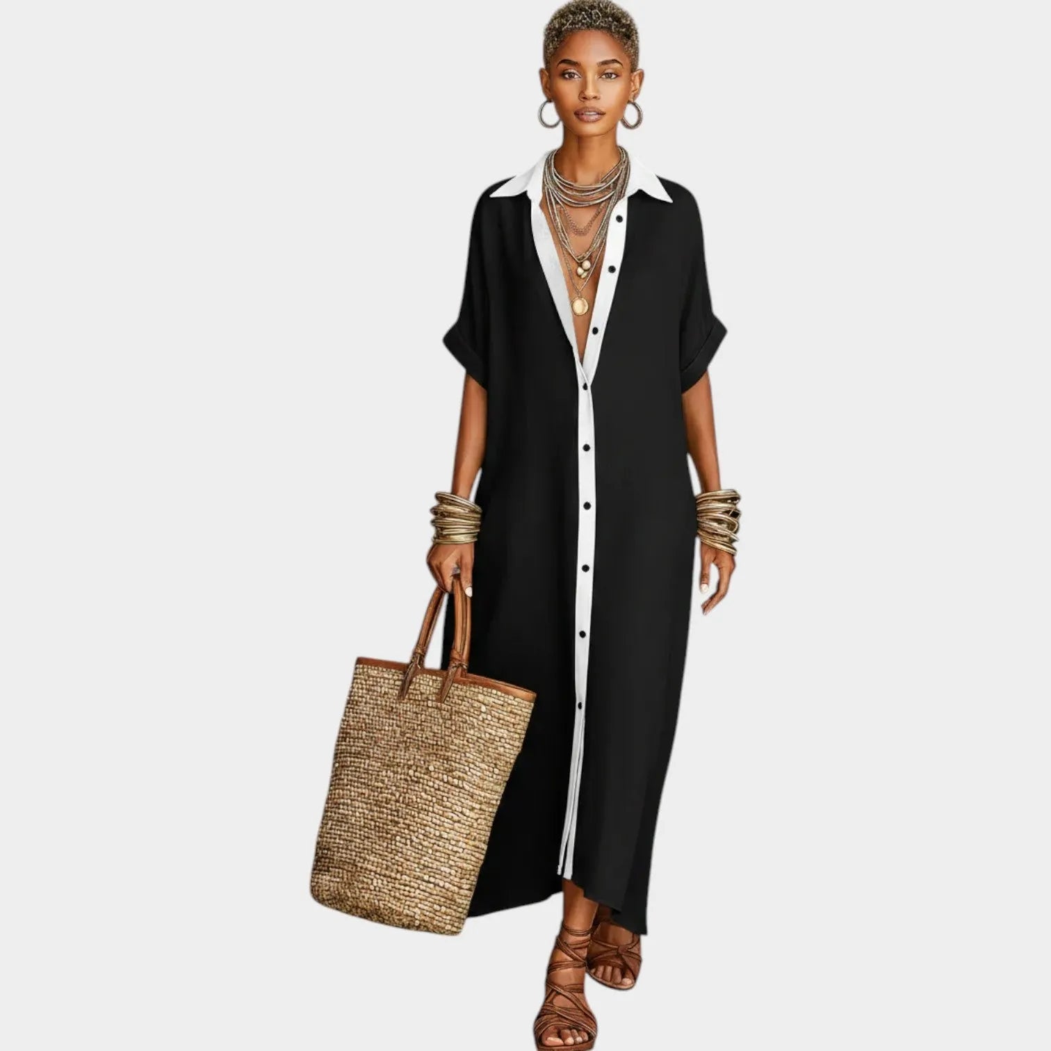 Chic Button-Down Maxi Shirt Dress