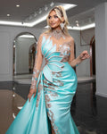 Aadita Glamorous Stone-Encrusted Side-Tail Dress