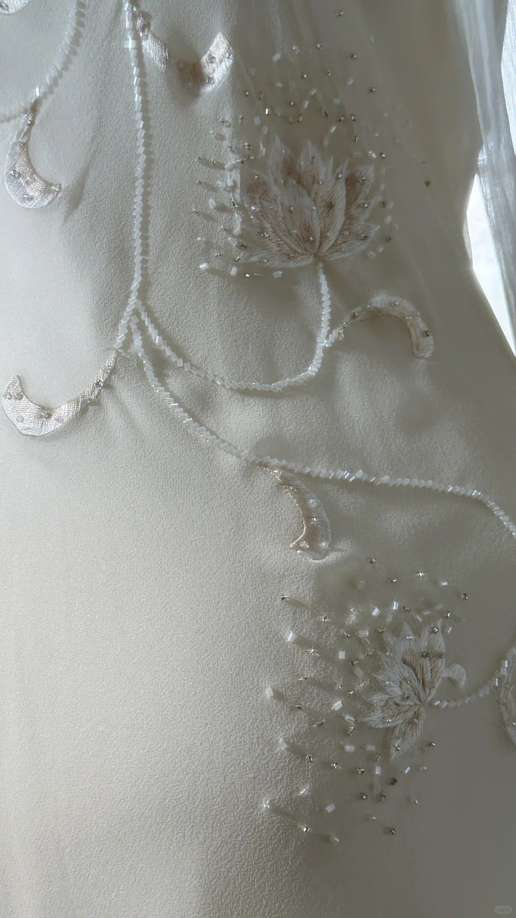 Ivory White Elegant Fashion Exquisite Floral Beading Long Chiffon Ball Gown Evening Dress Party Dress 4006