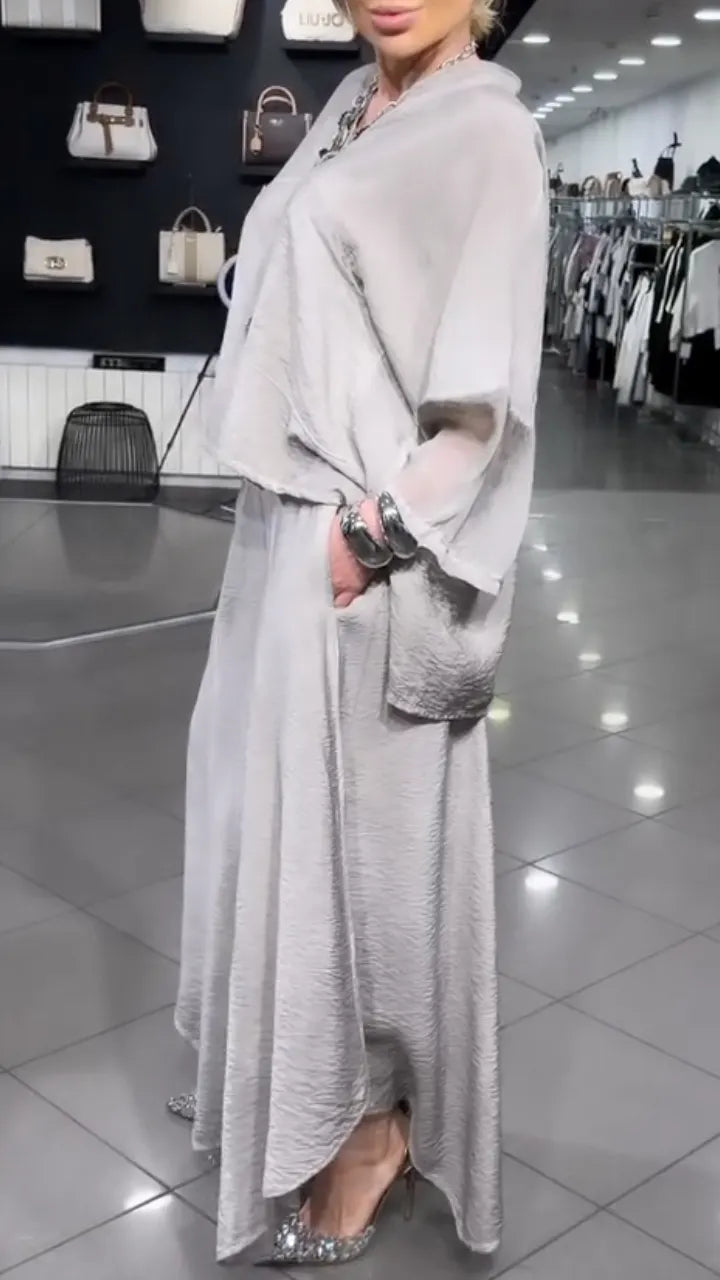 Women's V-Neck Loose Asymmetrical Two-Piece Set