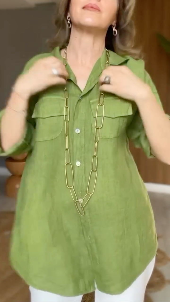Linen Oversized Button-Down Shirt