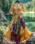 Summer Vintage Irregular Lace Patchwork Ruffle Dress a8df