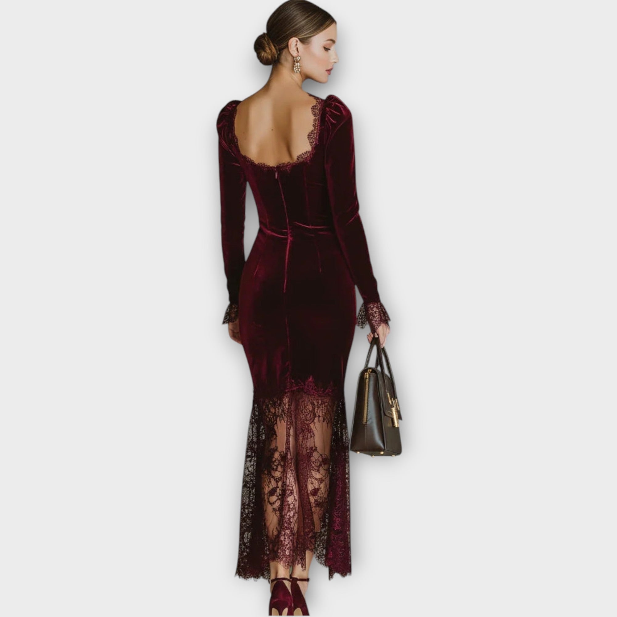 Velvet Lace Elegance Evening Dress