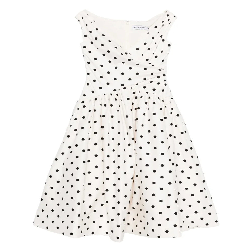 Abito Midi&nbsp;Donna a Pois Bianco e Nero