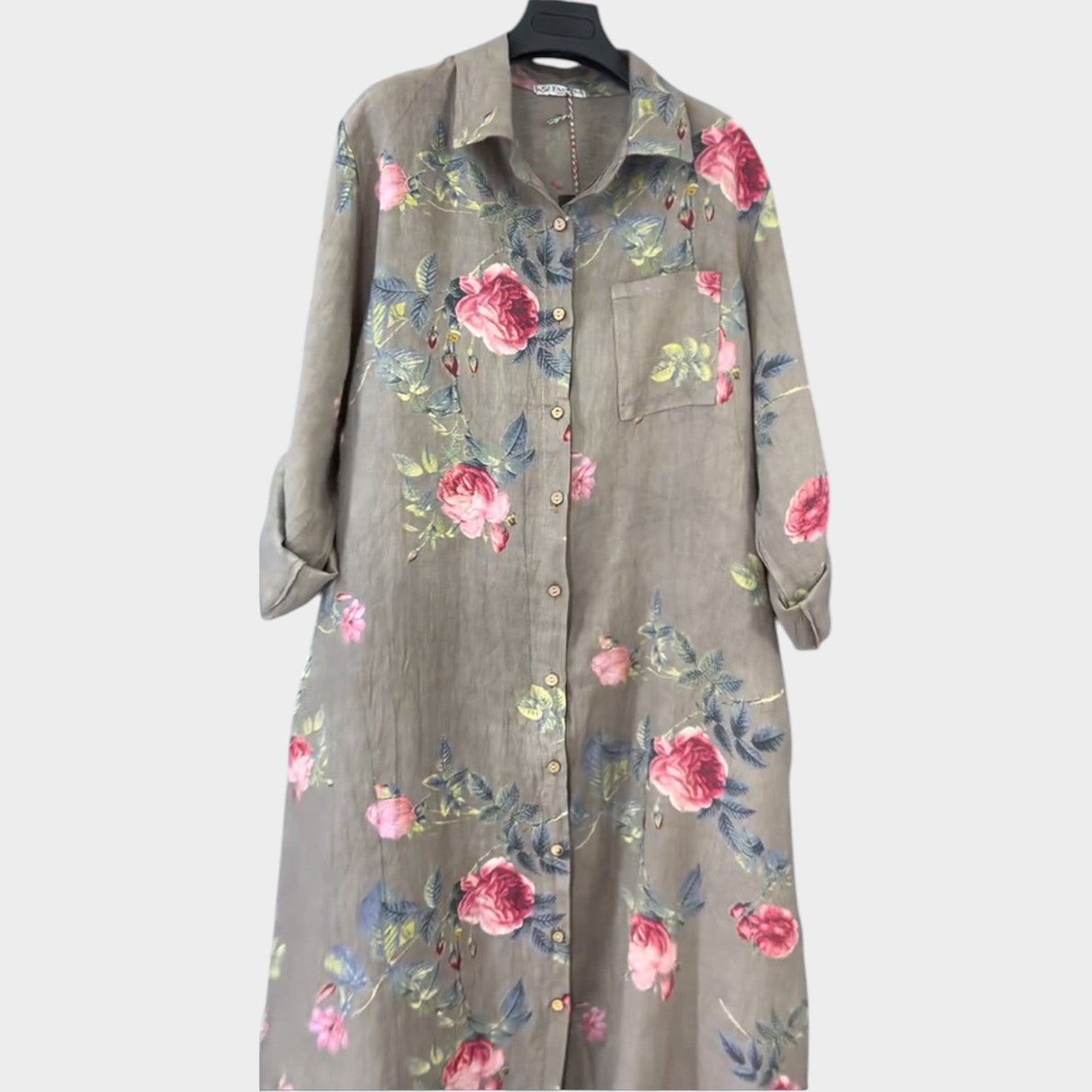Floral Button-Down Shirt Dress