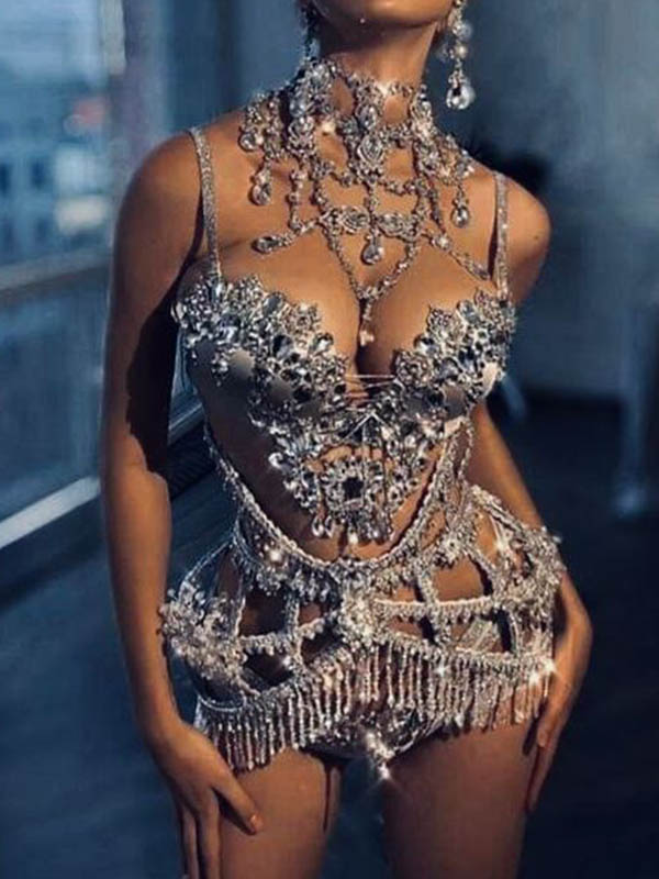 High-Waisted Sleeveless Deep V-Neck Mini Dresses