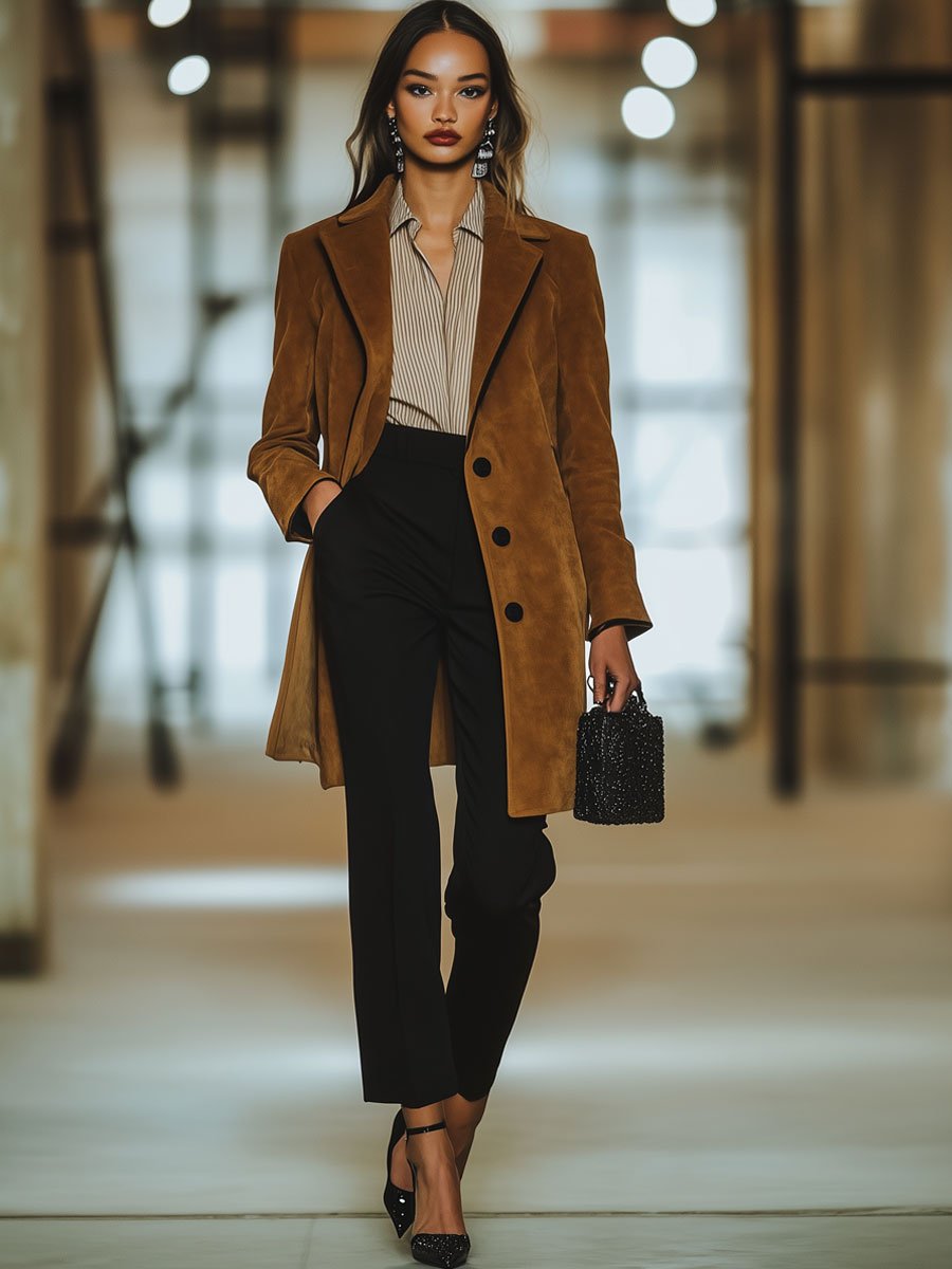 [24-hour shipping out]Casual Loose Vintage Suede Single Breasted Lapel Coat