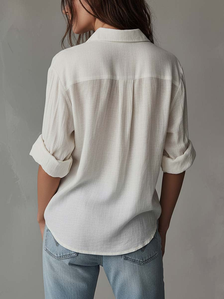 Casual Lace-paneled Linen And Cotton Shirt