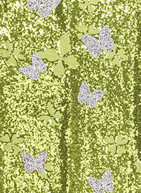 Butterfly Sequin Maxi Dress Green Silver