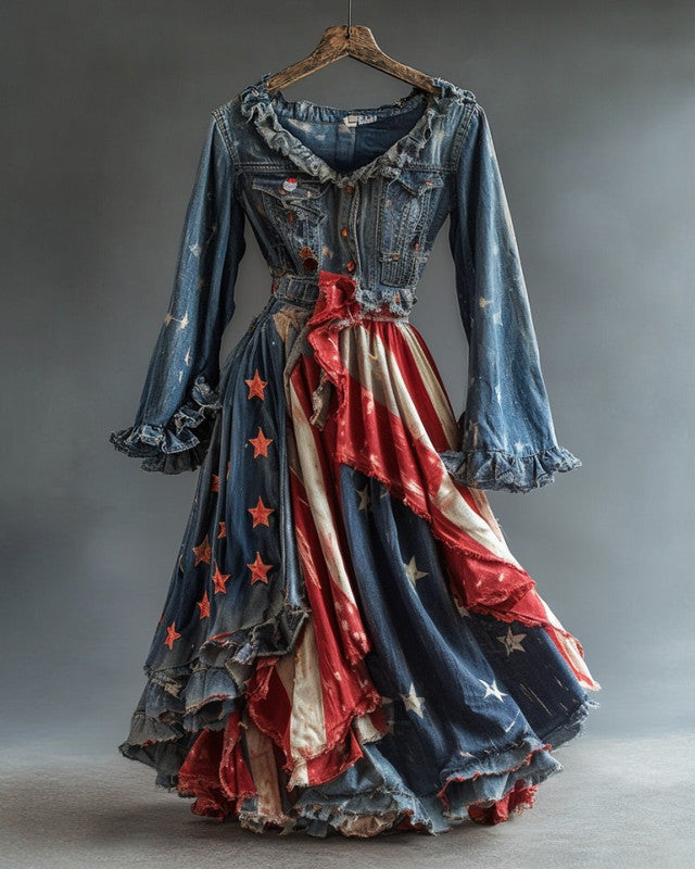 Summer Casual Independence Day Themed Maxi Dress 5a09
