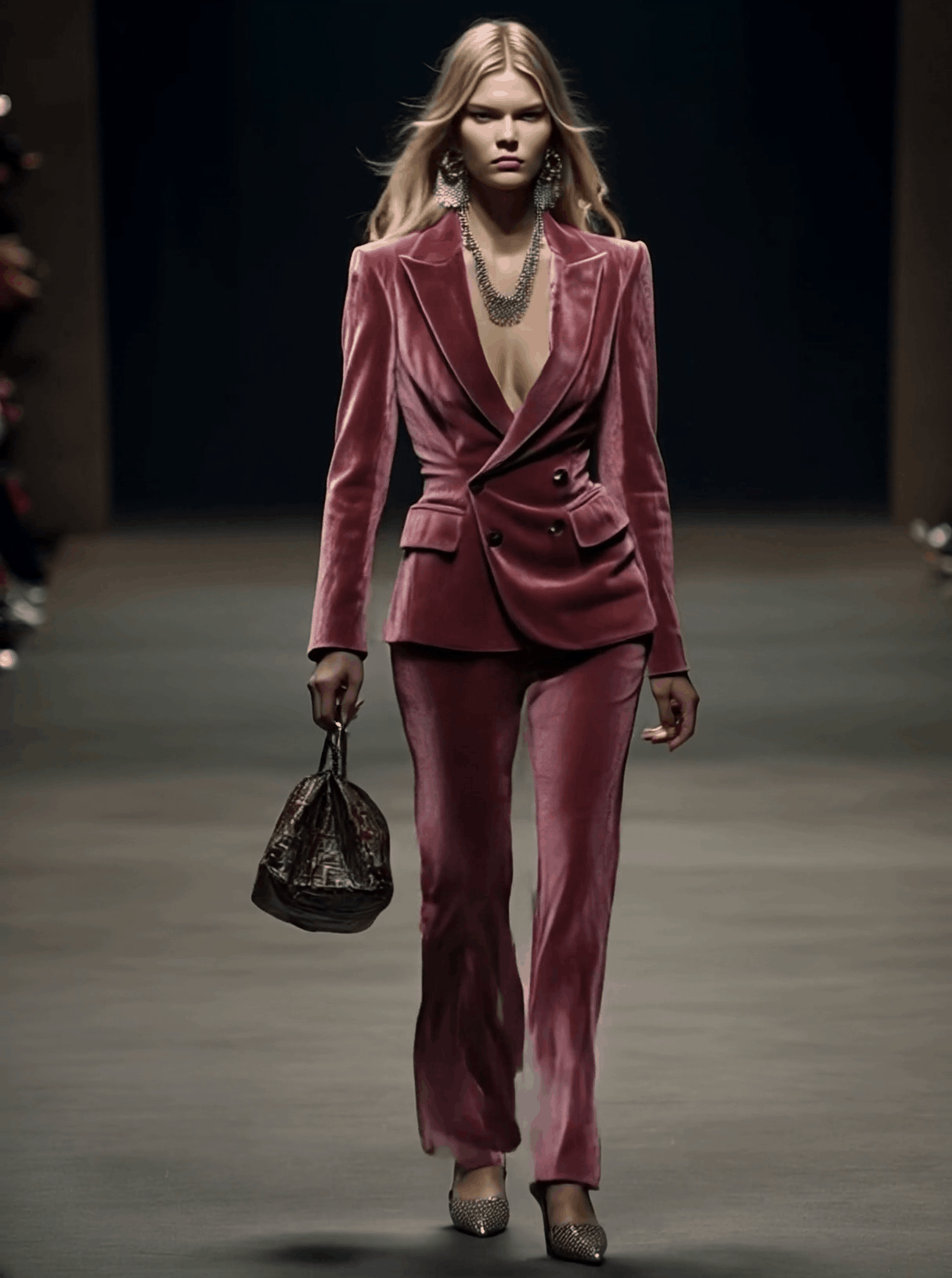 [24-hour shipping out]Vintage Elegant Rose Pink Velvet Suit
