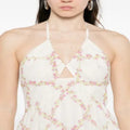 🌸 Abito lungo a halter bianco con stampa floreale rosa