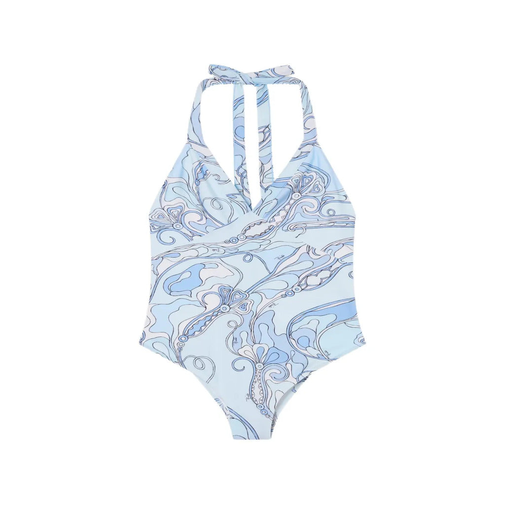 🏖️ Costume intero a halter celeste con stampa paisley
