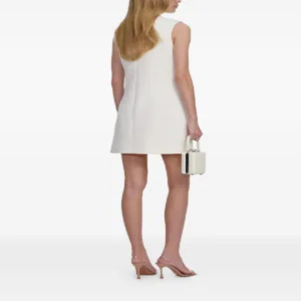 Vestido Corto Sin Mangas de Tweed Blanco con Detalles de Lujo | AnneLazpitaDesign