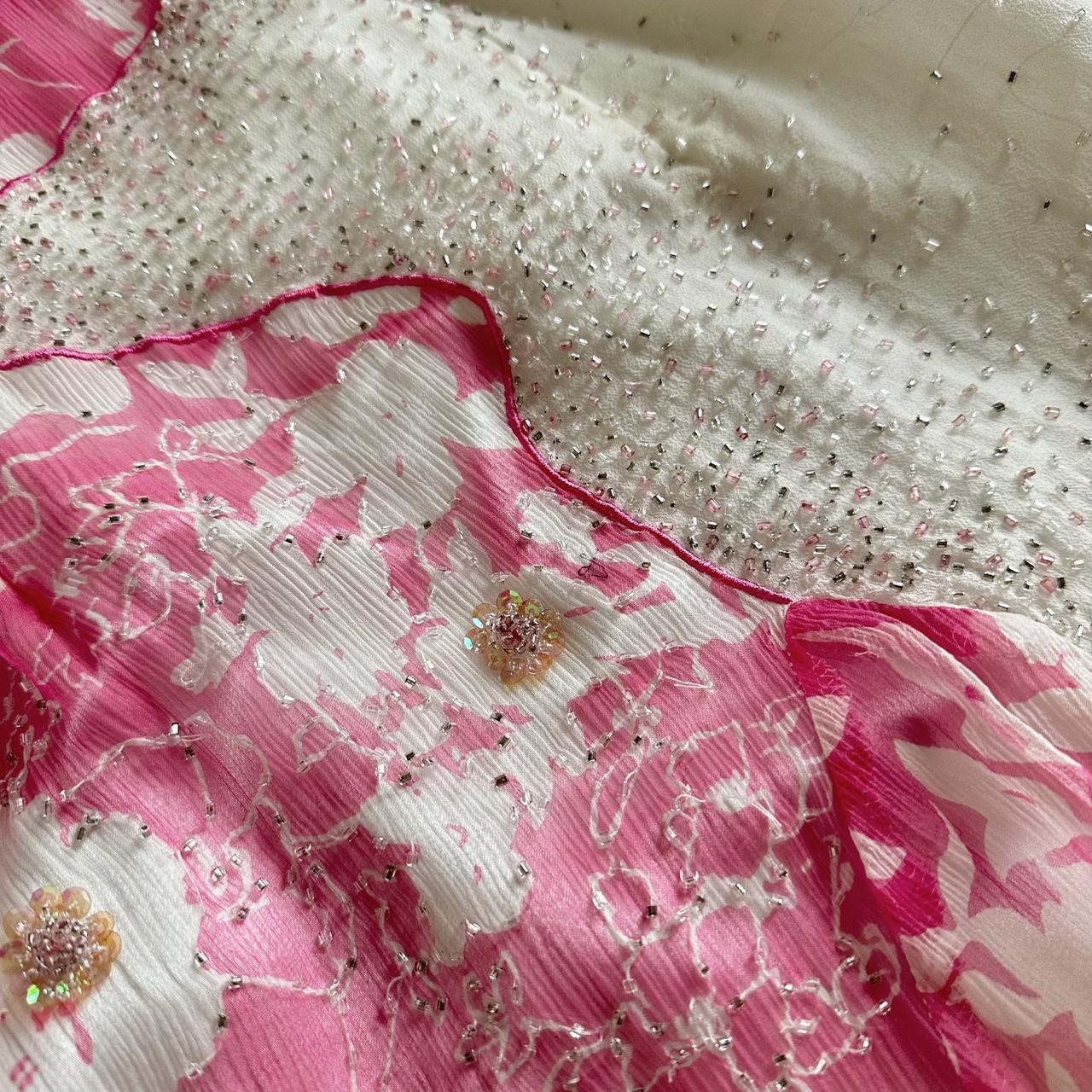 Women's White and Pink Dress
