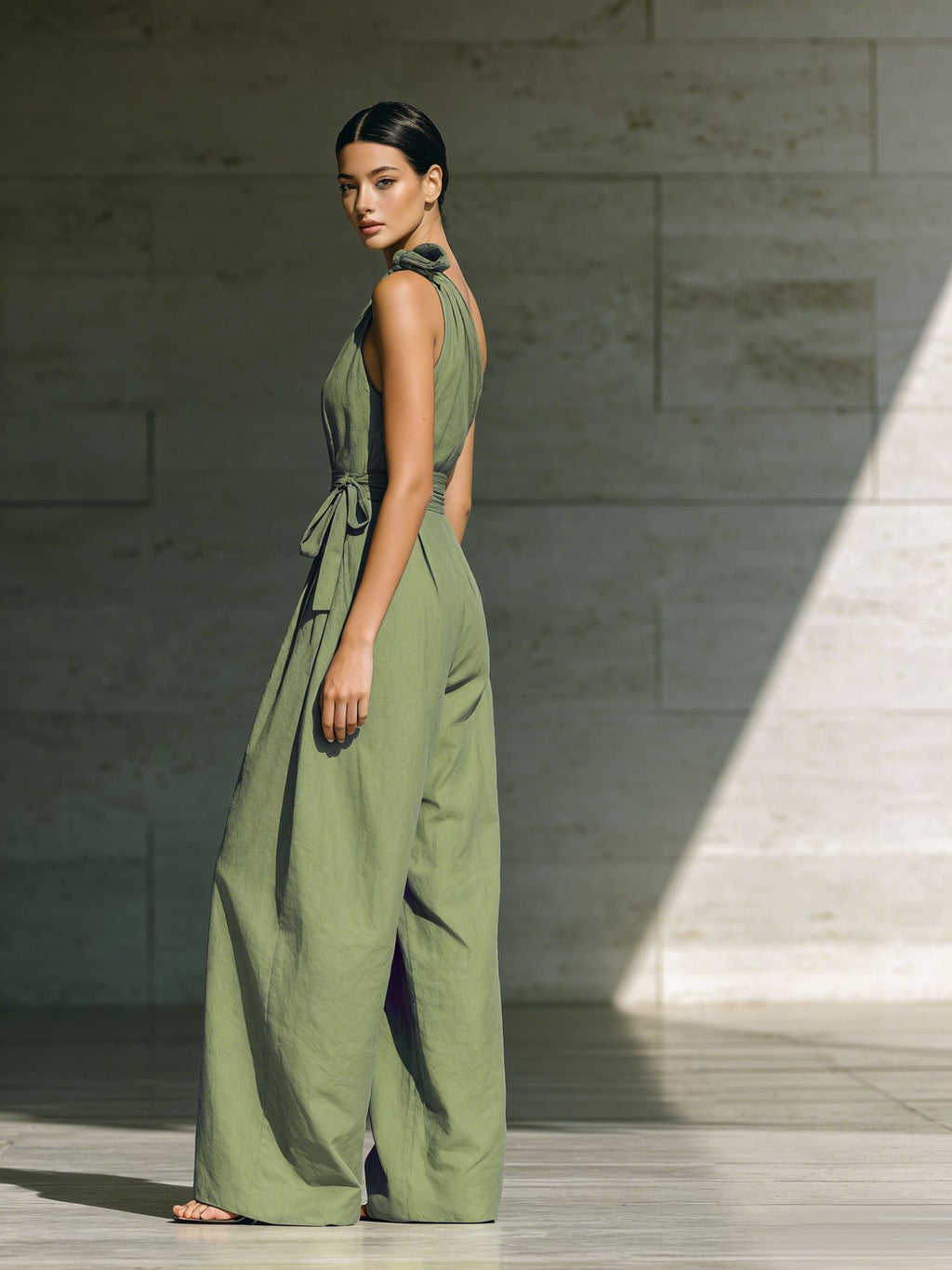 One-Shoulder High-Waisted Wide-Leg Jumpsuit with Bow Detail - Summer Chic 2026