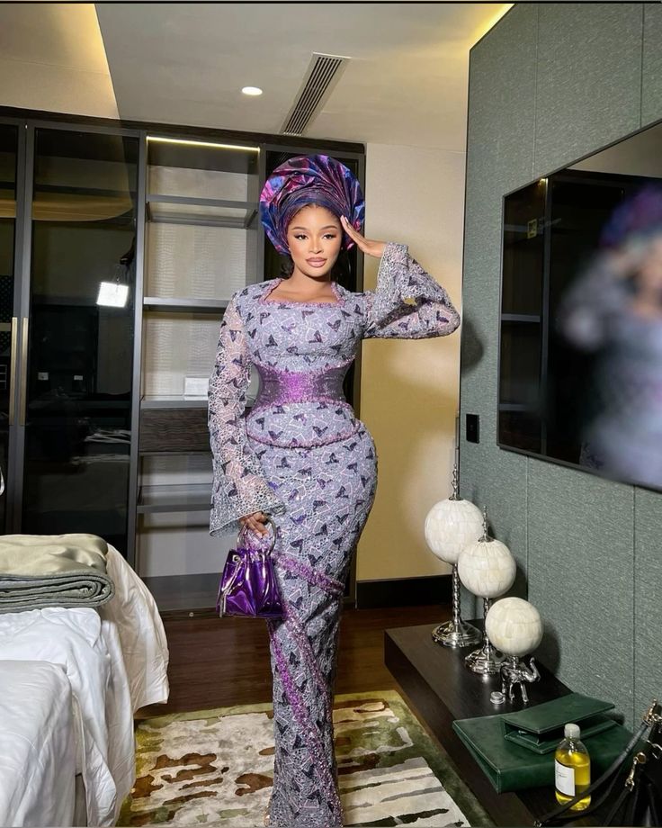 Stylish African Fashion Butterfly Printed Bridal Traditional Maxi Dress