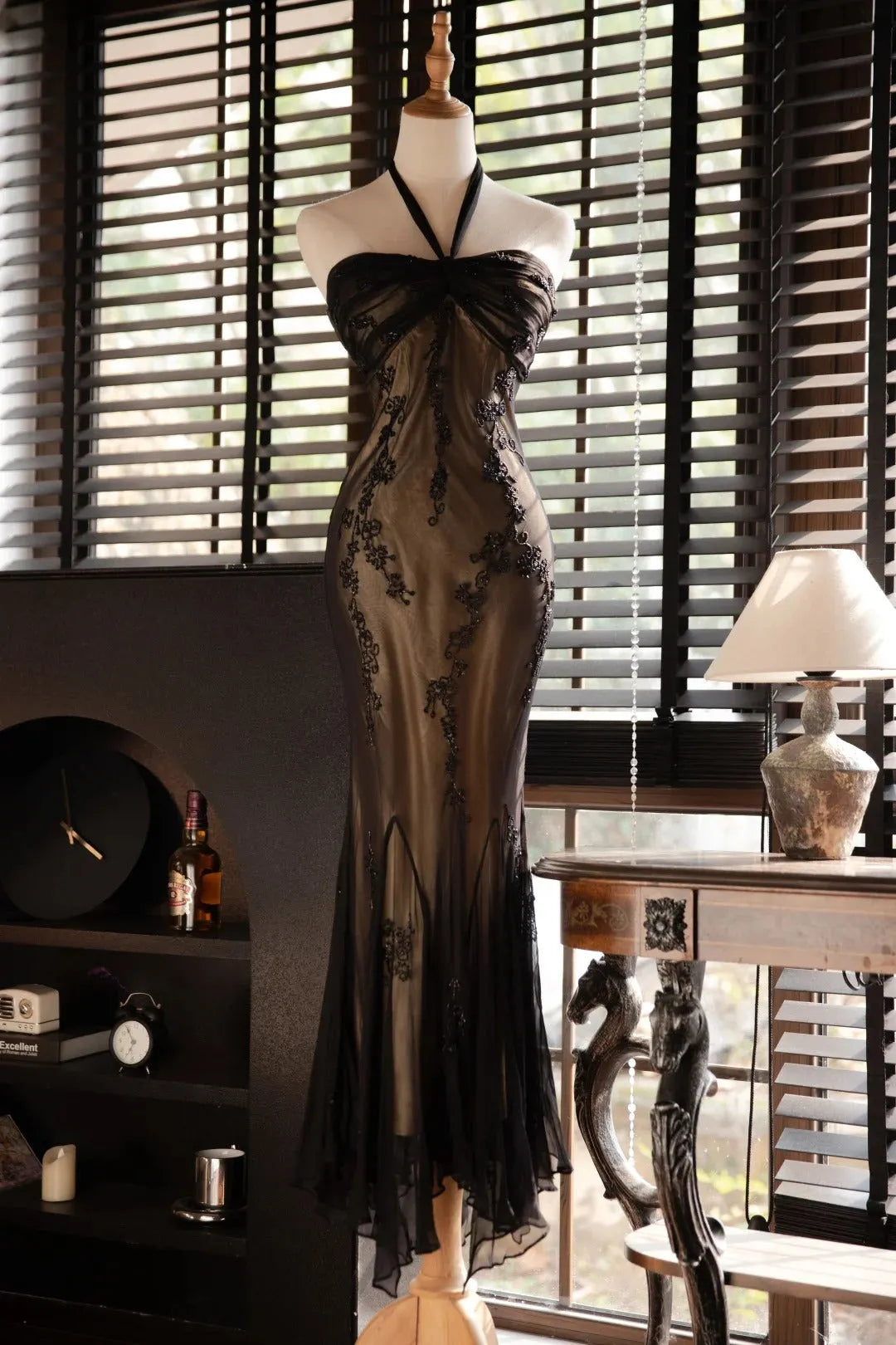 Sexy Halter Vintage Evening Dresses, Sleeveless Long Party Gowns  25506