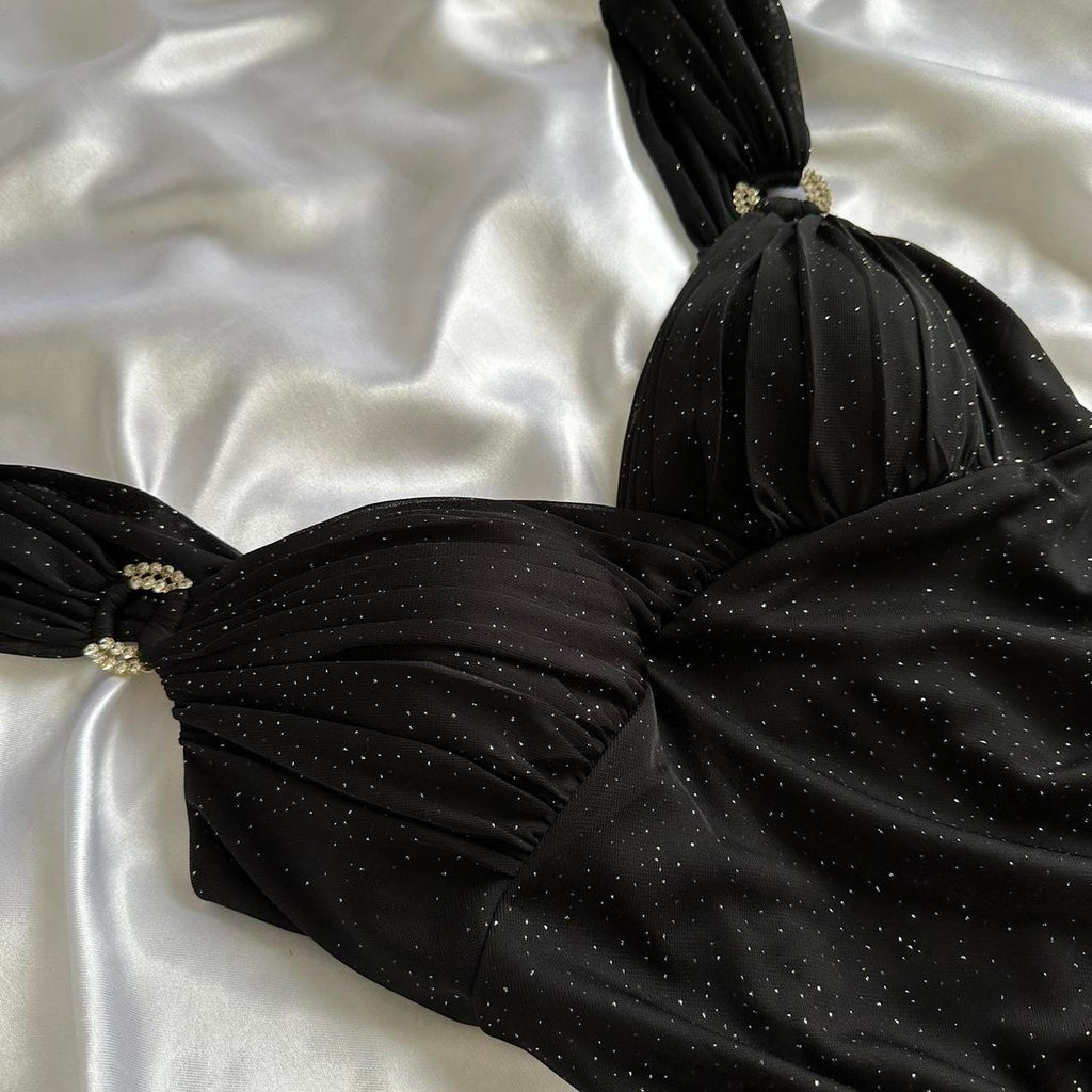 Betsy & Adam Women's Black and Gold Dress