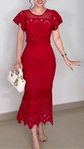 Short Sleeve Lace Bodycon Dress for Cocktail Party