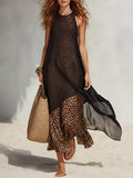 Women's Double-layer Mesh Leopard Print Dress