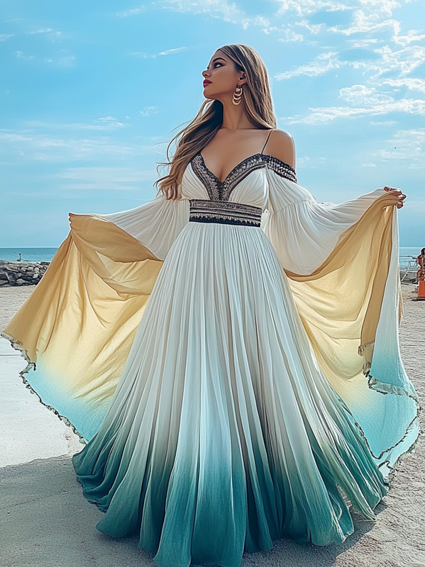 Summer vacation bohemian elegant dress  0795