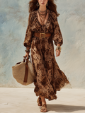 Bohemian Leopard Print Maxi Dress