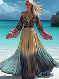 Summer vacation fashion elegant contrast color dress 99b4