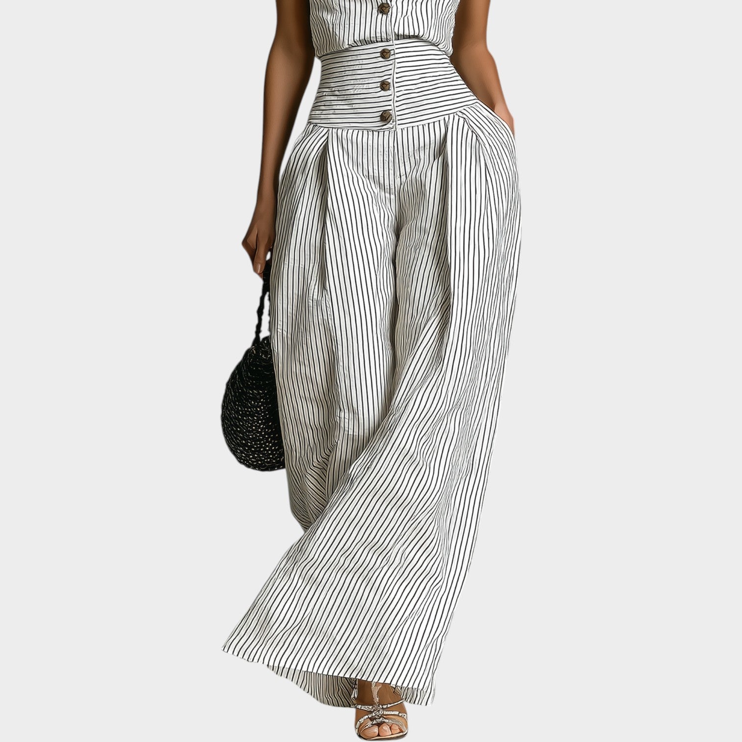 Chic Striped Halter Co-Ord Set