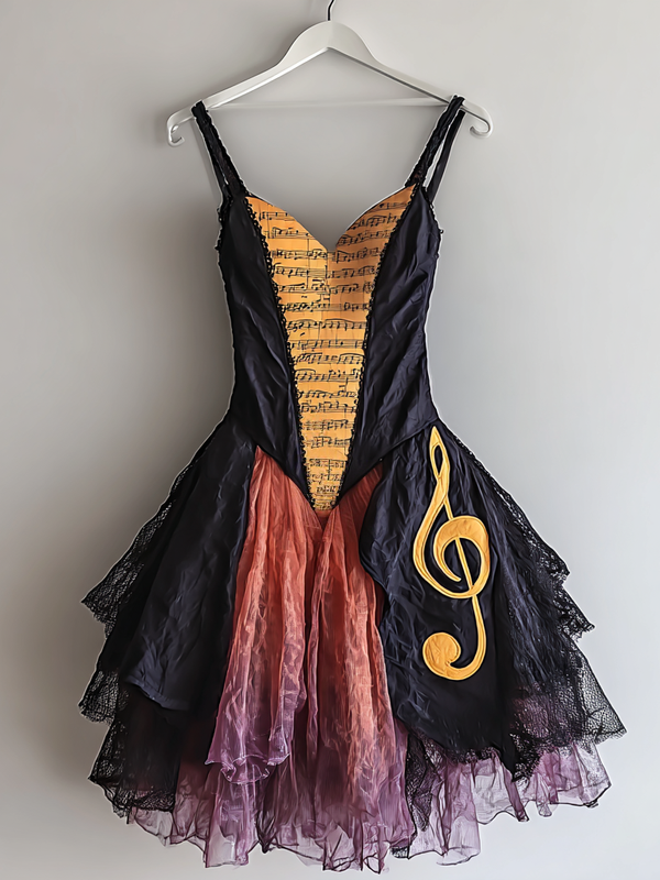 Summer casual music theme fashion design dress 54c4