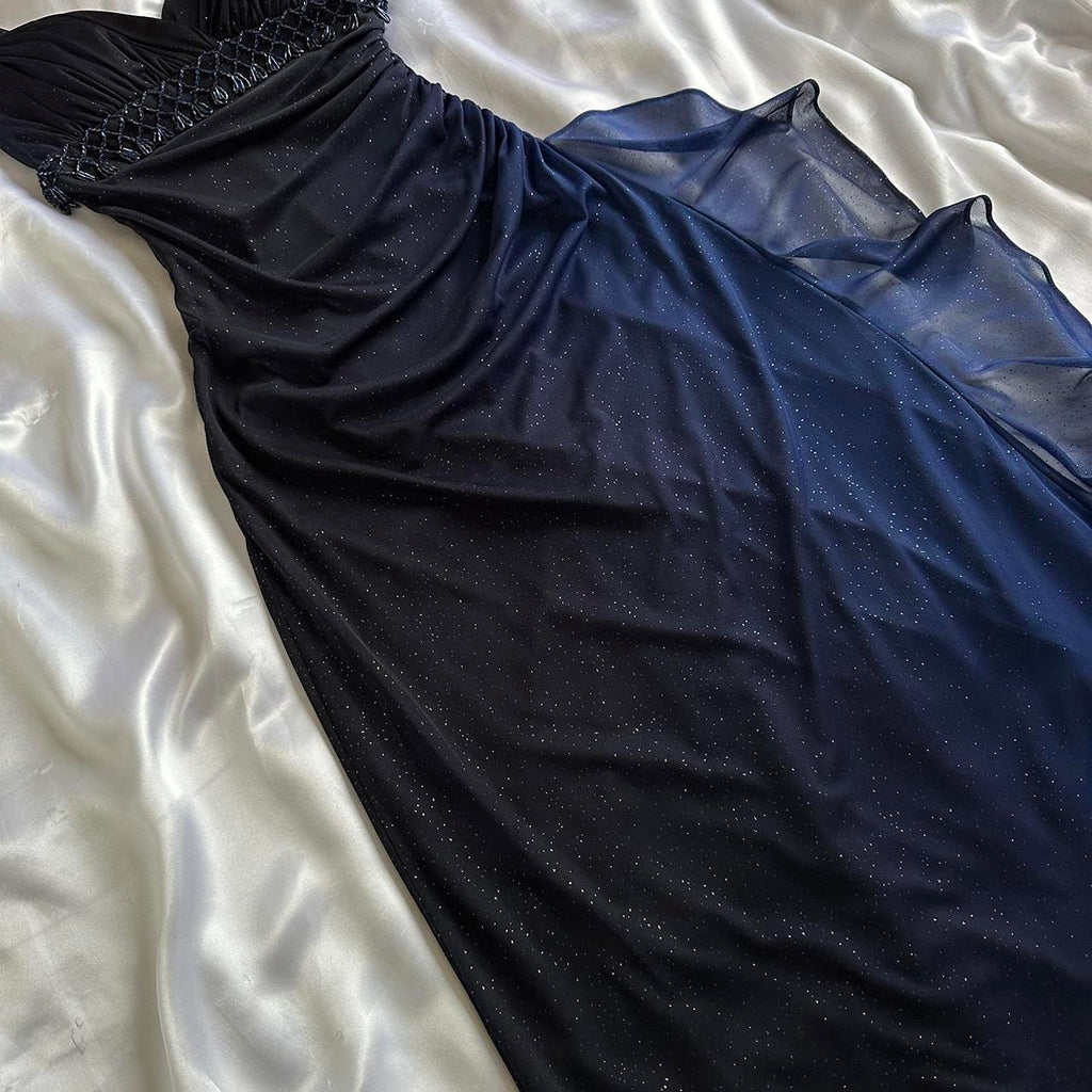 Betsy & Adam Women's Black and Blue Dress
