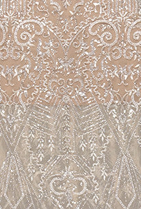 Halter Embellished Lace Maxi Dress Nude