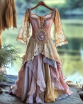 Summer Irregular Lace Patchwork BeadedRuffle Dress 3f33