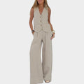 Chic Sleeveless Vest & Wide-Leg Set