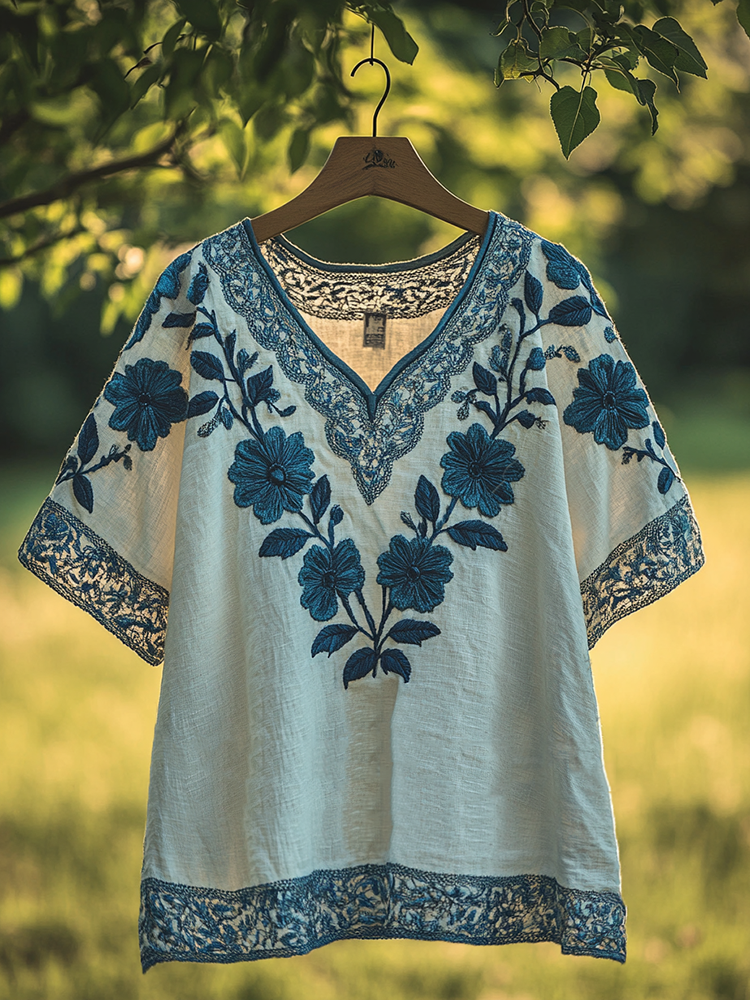 Women's Bohemian Vacation Floral Pattern T-shirt