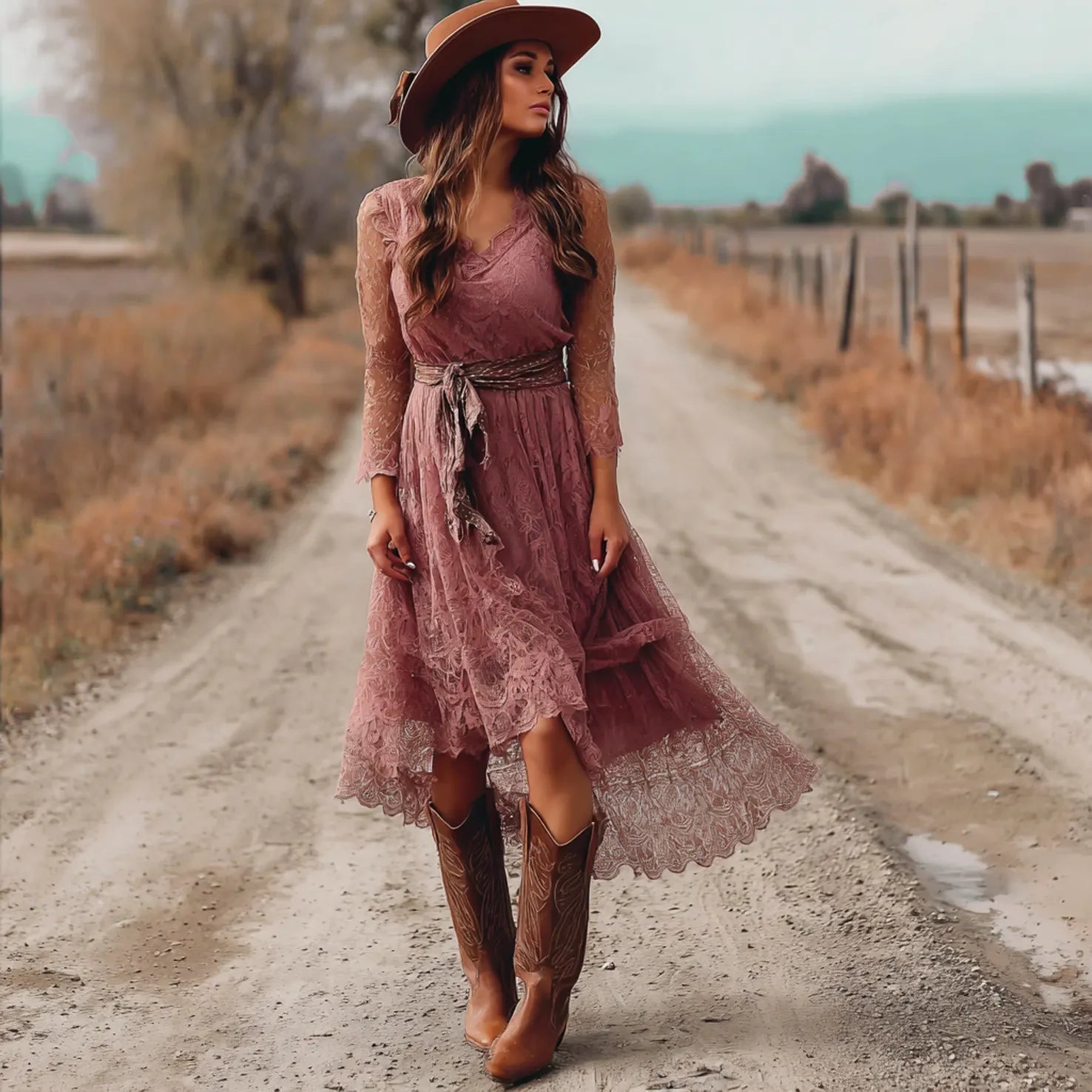 Women's Vintage Bohemian Lace Dress